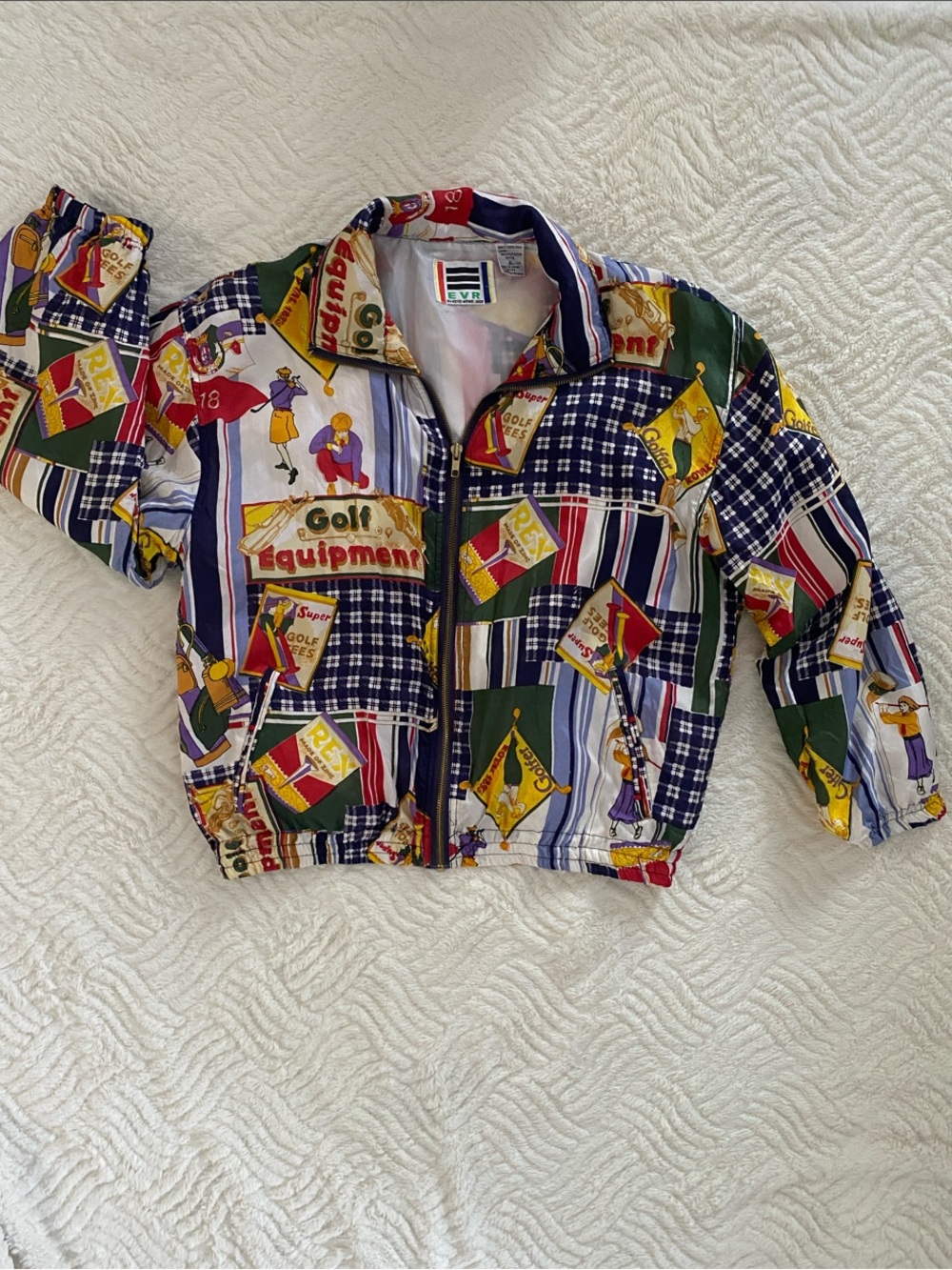 Vintage Golf Print Puffer Jacket - Multicolor